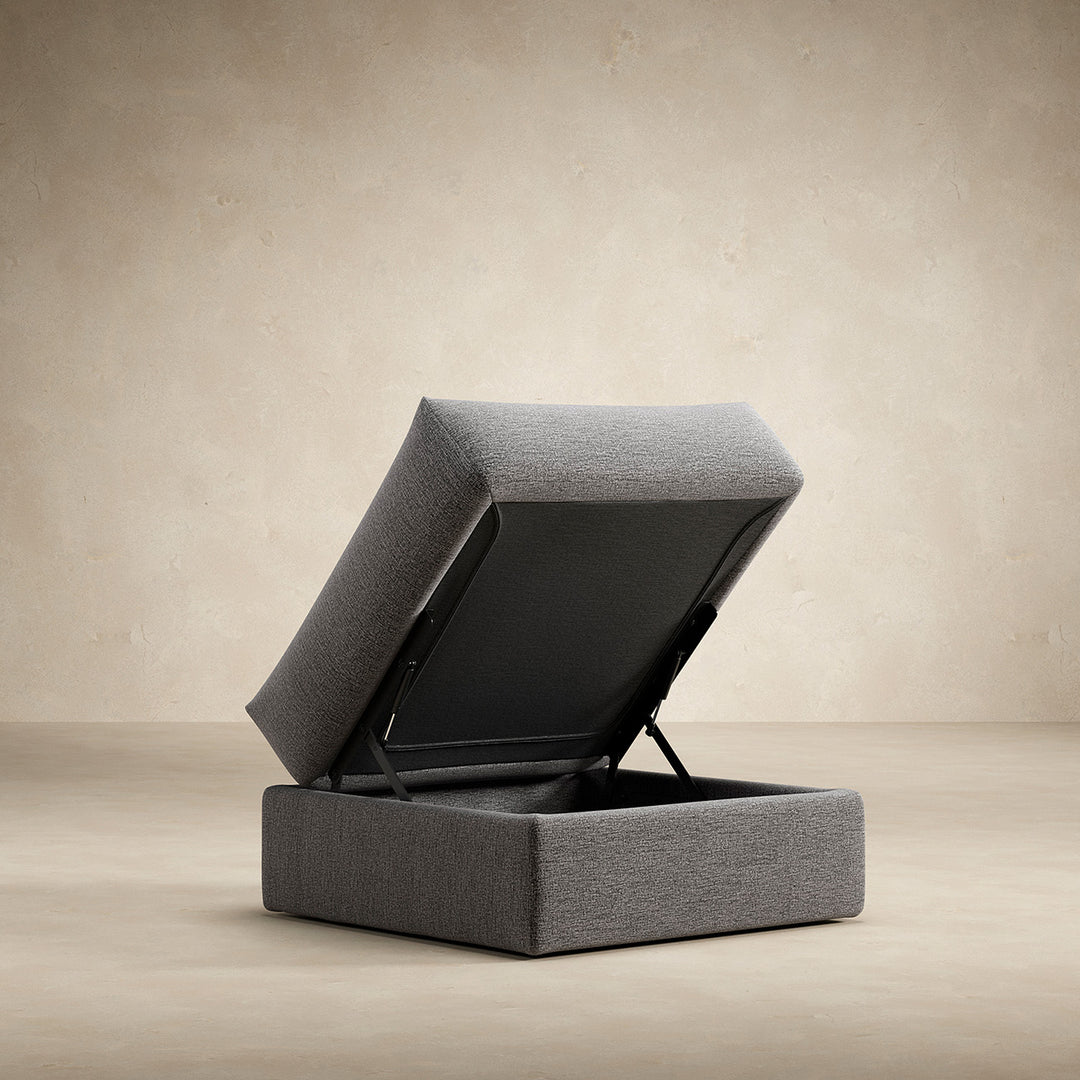 warm grey storage ottoman