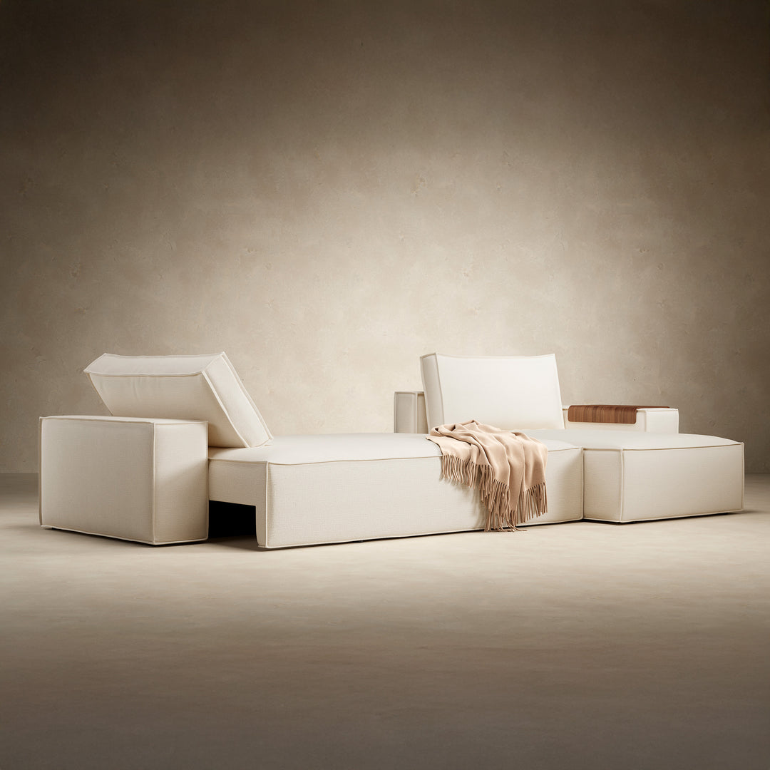 Play Storage Sofa Bed with Chaise - Wide Arms (Queen)