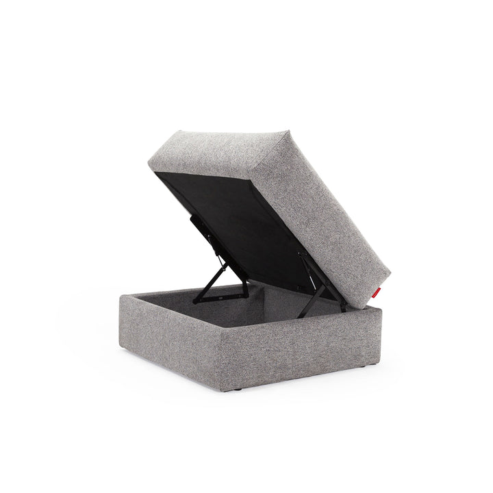 ash grey storage ottoman open